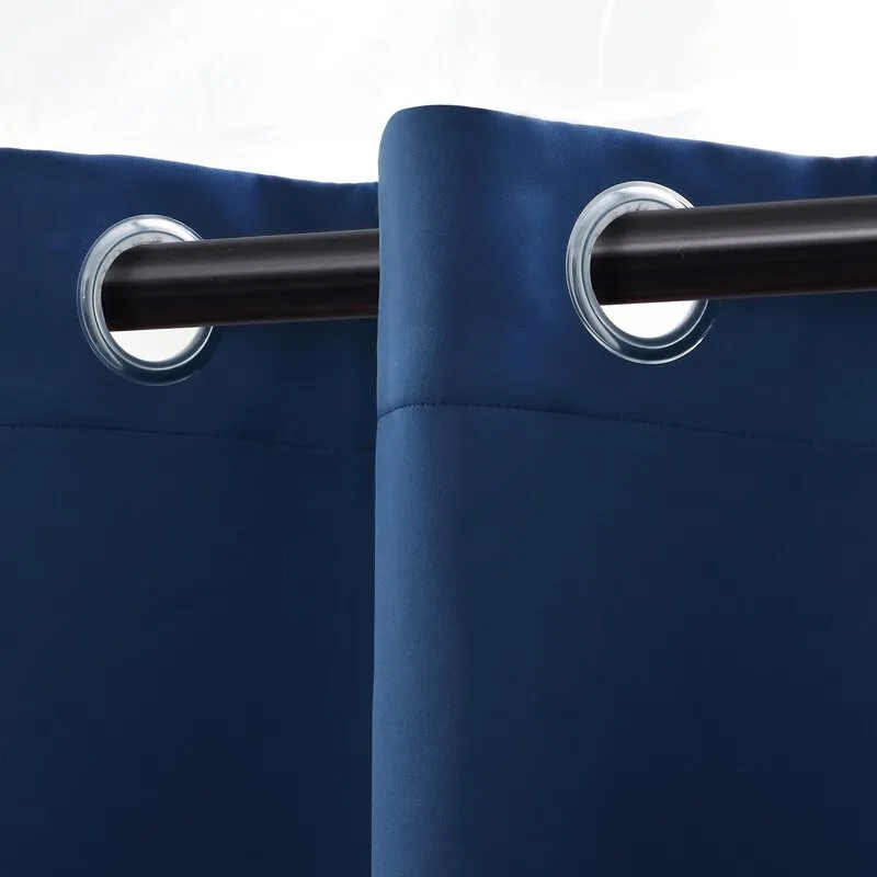 Premium Quality Kinlaw Insulated Solid Color Thermal Grommet Curtain Panels (Set of 2) 52X63L Navy!