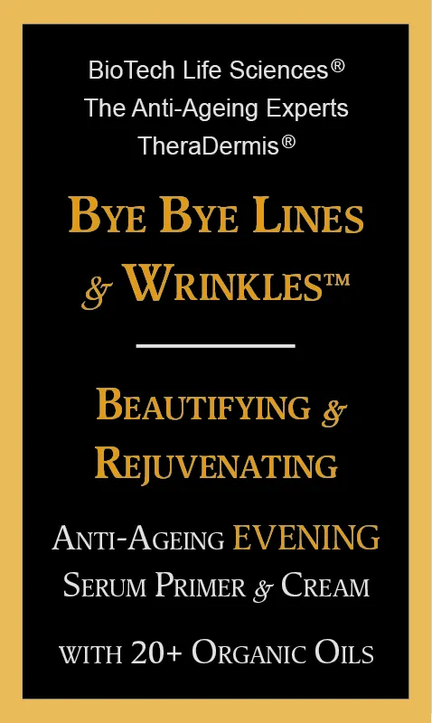 "Bye Bye Lines & Wrinkles" EVENING - Face & Skin Rejuvenation - Smooth & Soften, Lift & Tighten, NAD  NMN Retinol Hyaluronic Acid Aloe Vera