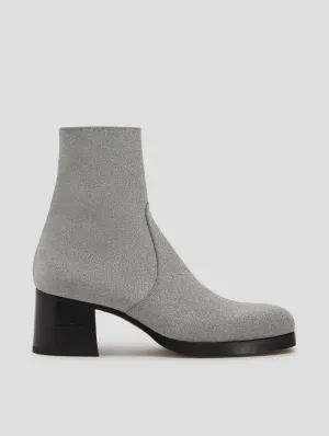 RAOUL 70MM PLATFORM BOOT IN GLITTER SILVER