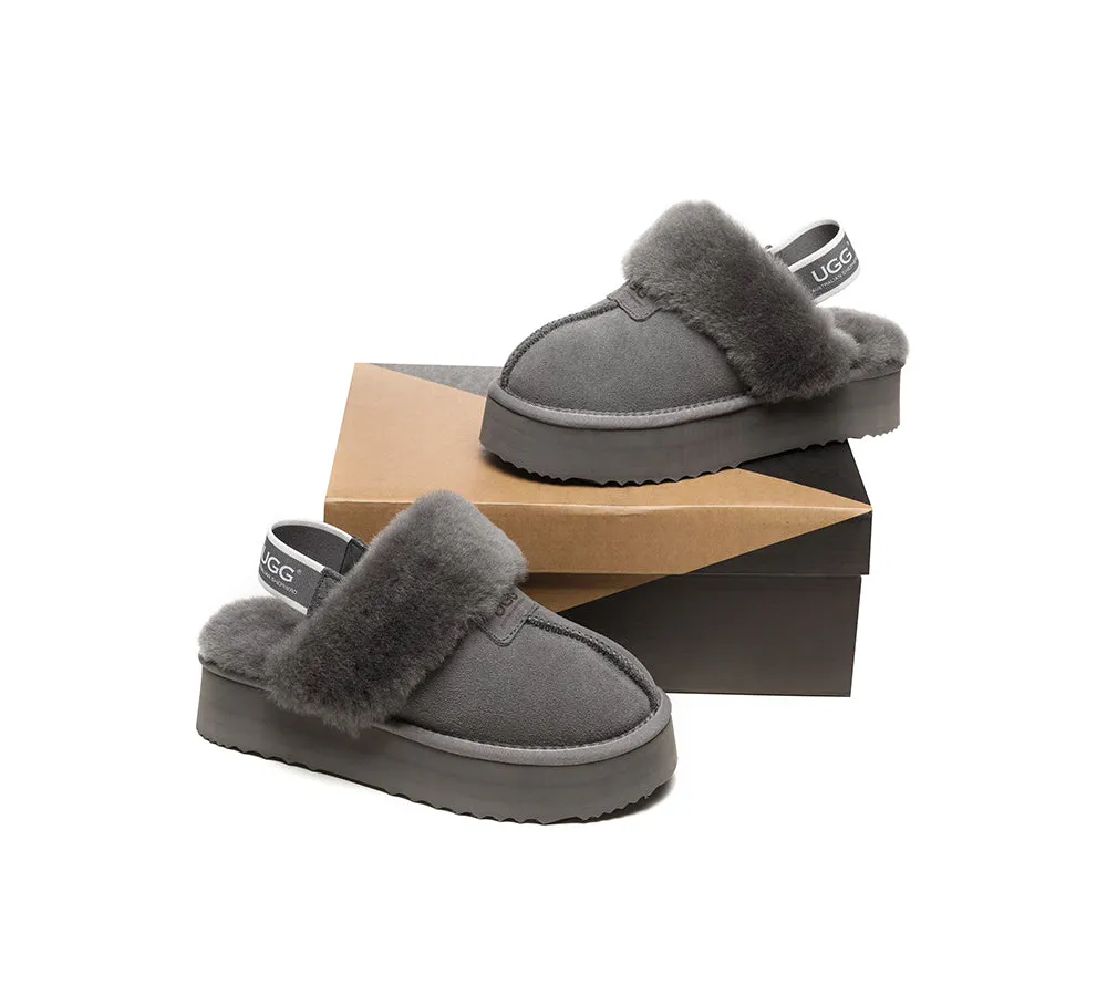 Removable Strap Slingback UGG Slipper Women Waffle Platform