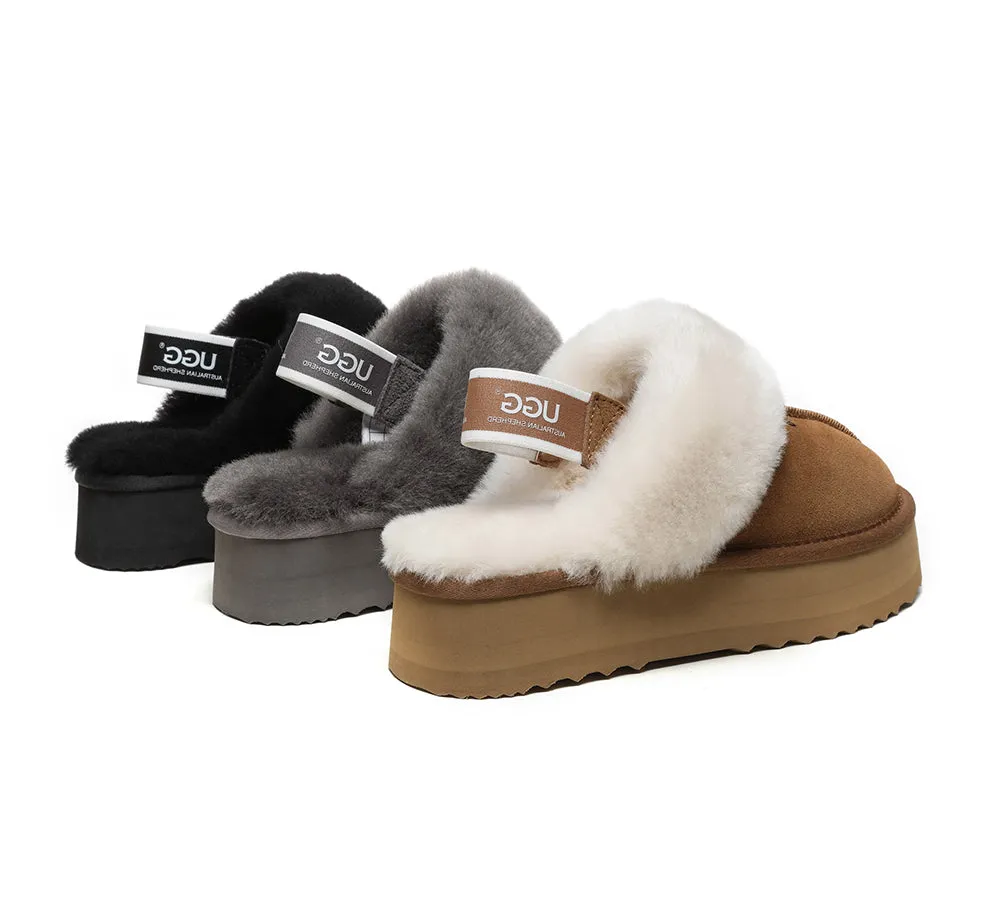 Removable Strap Slingback UGG Slipper Women Waffle Platform