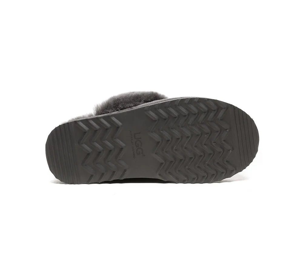 Removable Strap Slingback UGG Slipper Women Waffle Platform