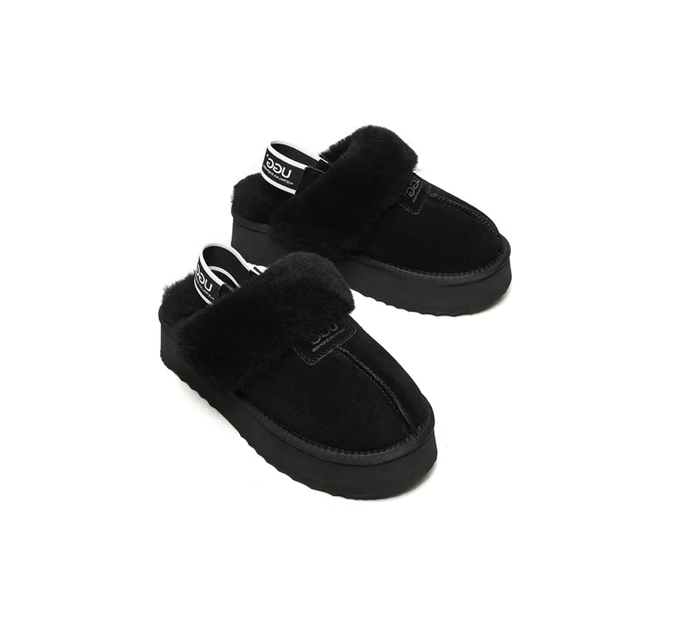 Removable Strap Slingback UGG Slipper Women Waffle Platform