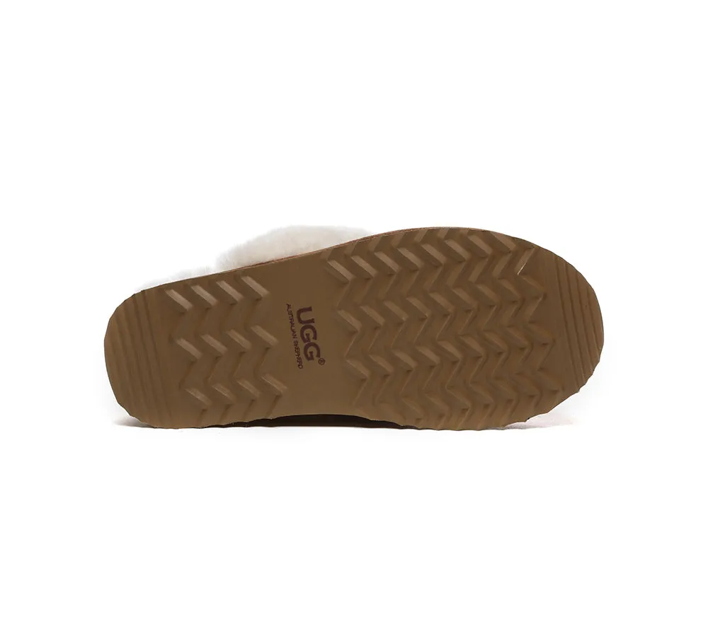 Removable Strap Slingback UGG Slipper Women Waffle Platform