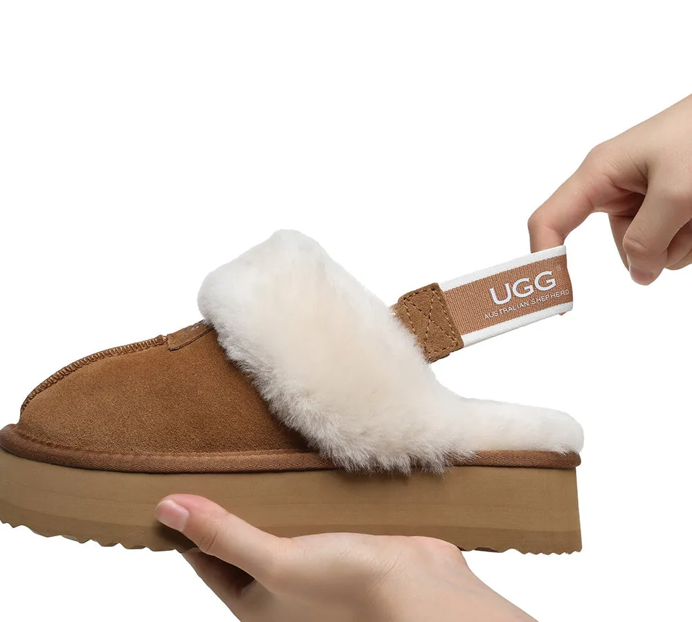 Removable Strap Slingback UGG Slipper Women Waffle Platform