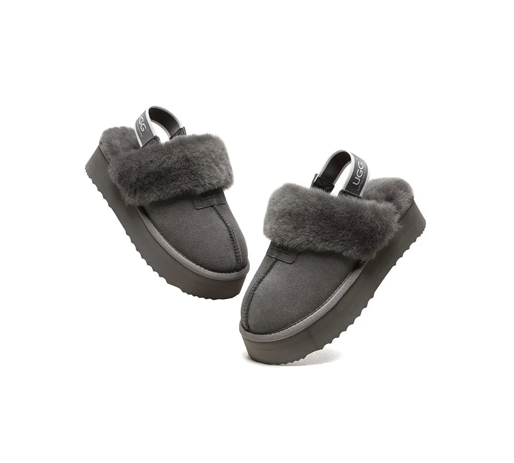 Removable Strap Slingback UGG Slipper Women Waffle Platform