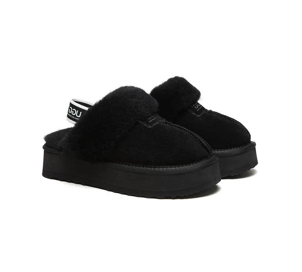 Removable Strap Slingback UGG Slipper Women Waffle Platform