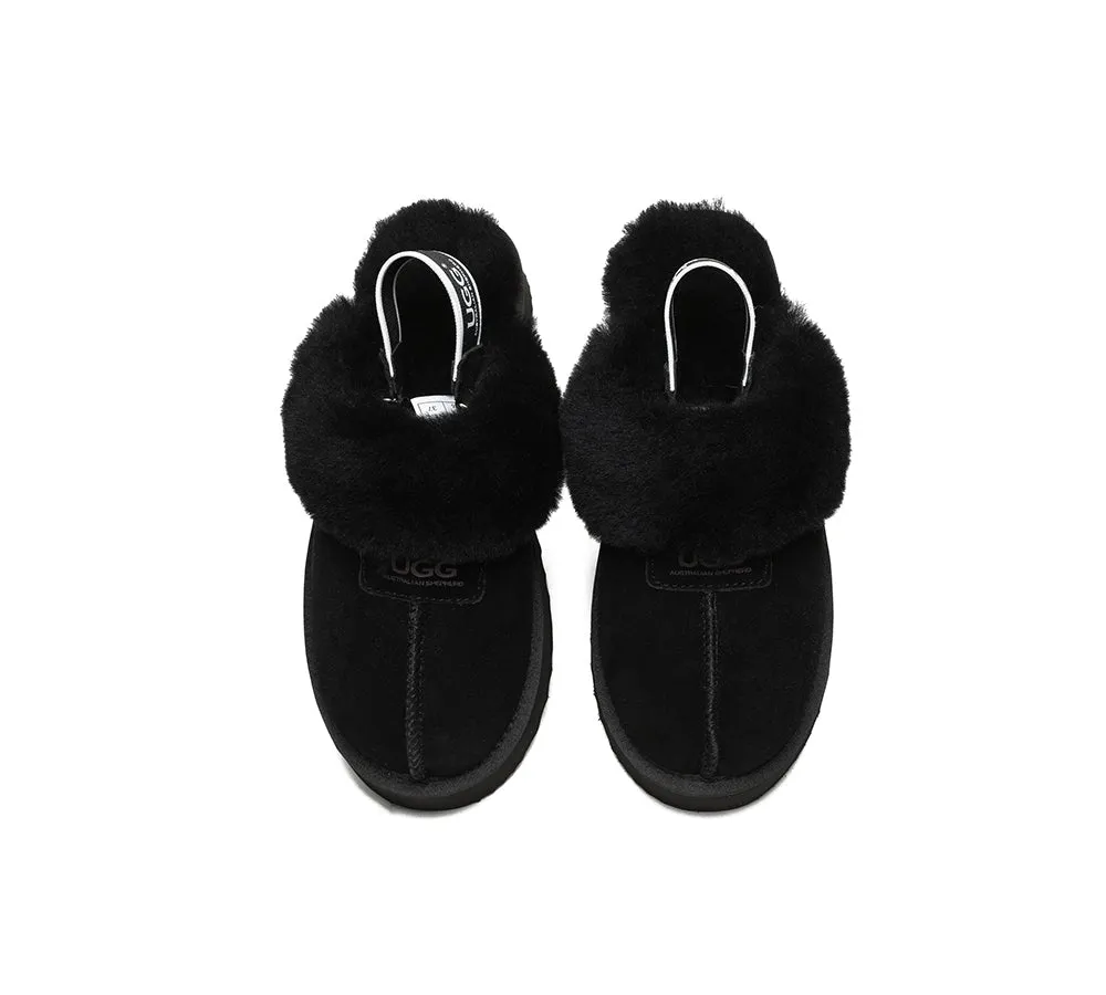 Removable Strap Slingback UGG Slipper Women Waffle Platform