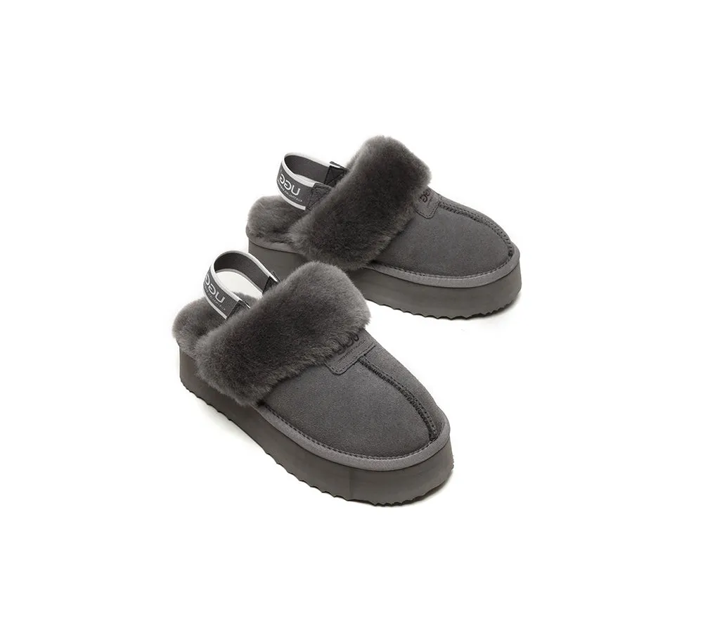 Removable Strap Slingback UGG Slipper Women Waffle Platform