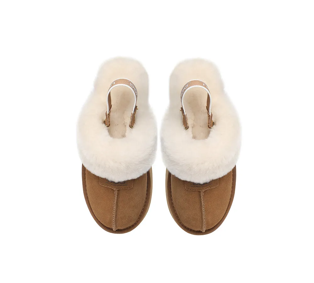 Removable Strap Slingback UGG Slipper Women Waffle Platform