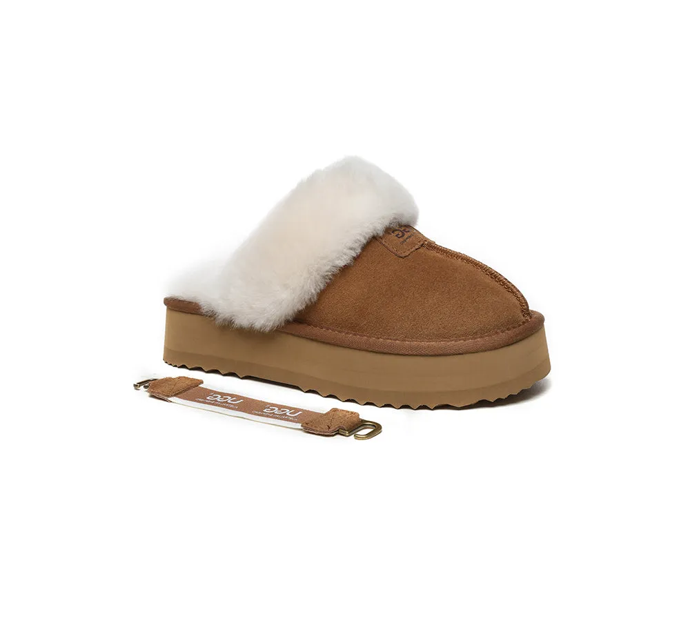 Removable Strap Slingback UGG Slipper Women Waffle Platform