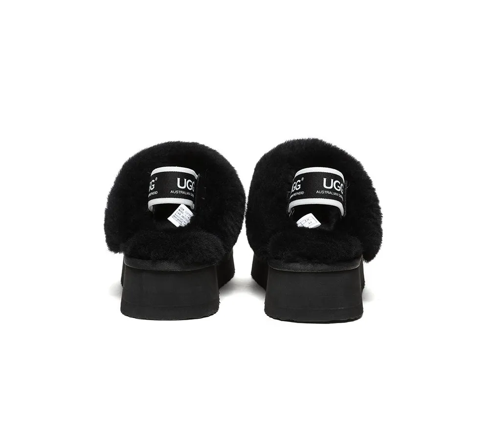 Removable Strap Slingback UGG Slipper Women Waffle Platform
