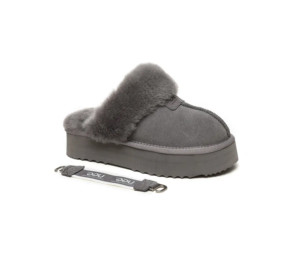 Removable Strap Slingback UGG Slipper Women Waffle Platform