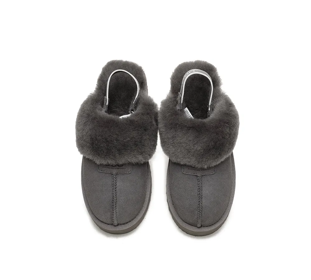 Removable Strap Slingback UGG Slipper Women Waffle Platform