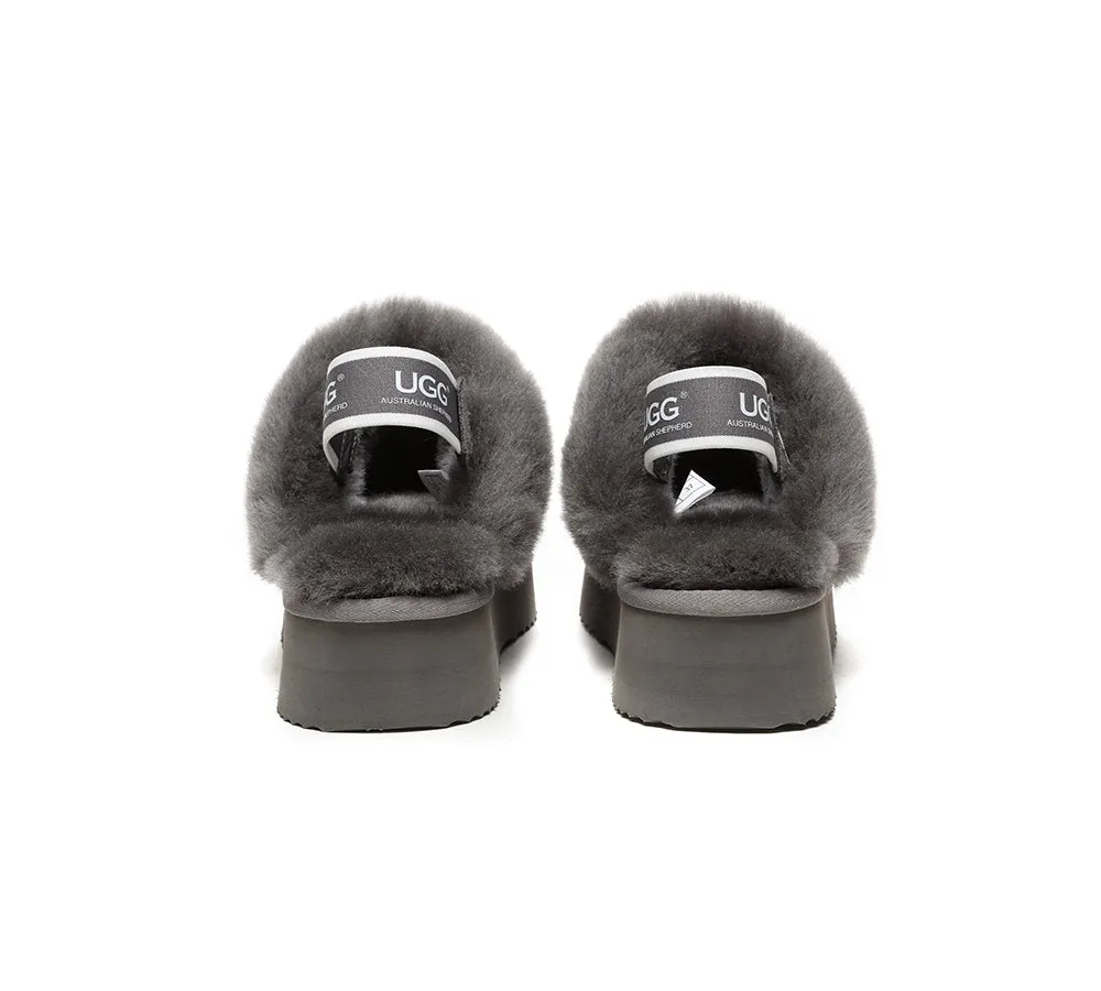 Removable Strap Slingback UGG Slipper Women Waffle Platform