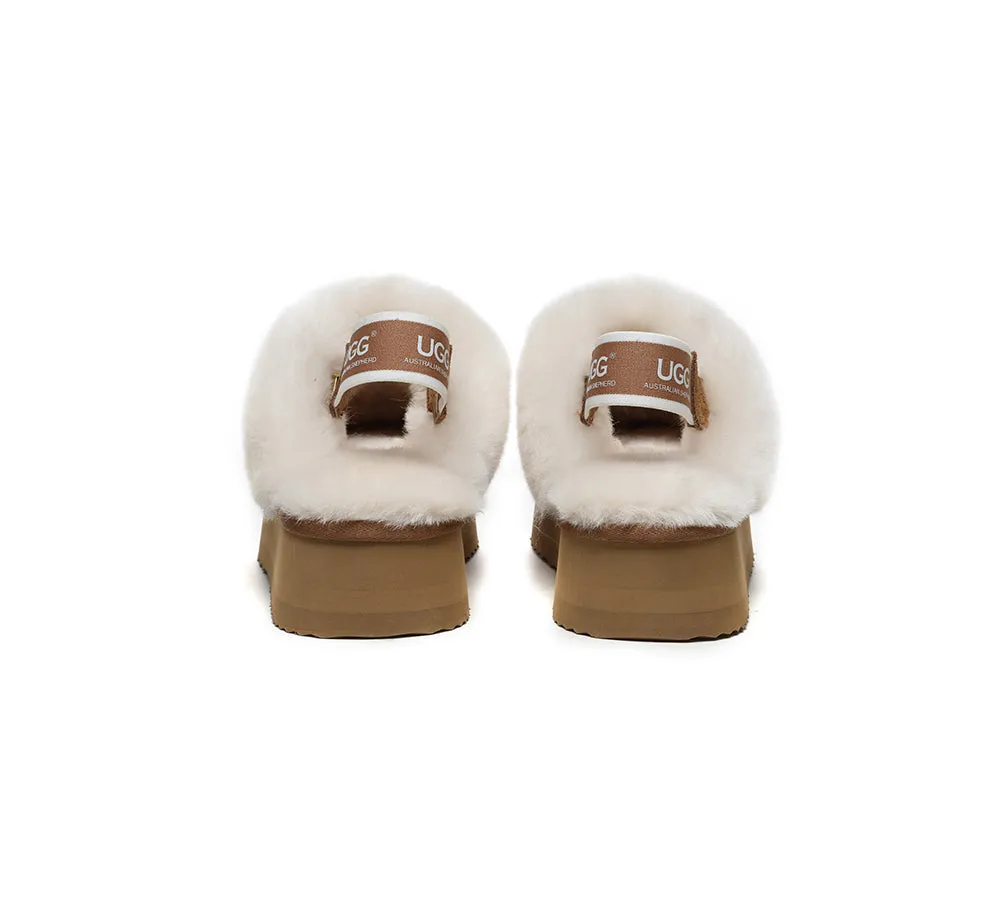 Removable Strap Slingback UGG Slipper Women Waffle Platform