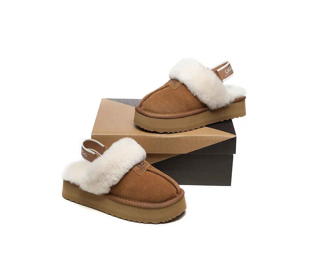 Removable Strap Slingback UGG Slipper Women Waffle Platform