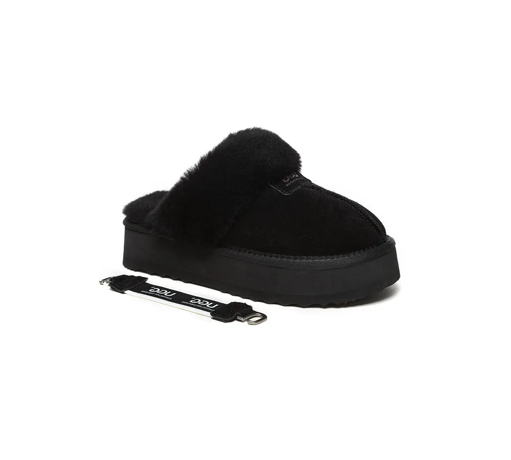 Removable Strap Slingback UGG Slipper Women Waffle Platform