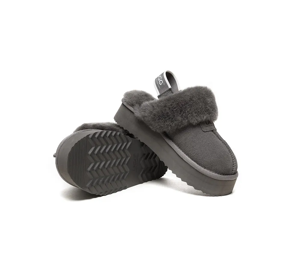 Removable Strap Slingback UGG Slipper Women Waffle Platform