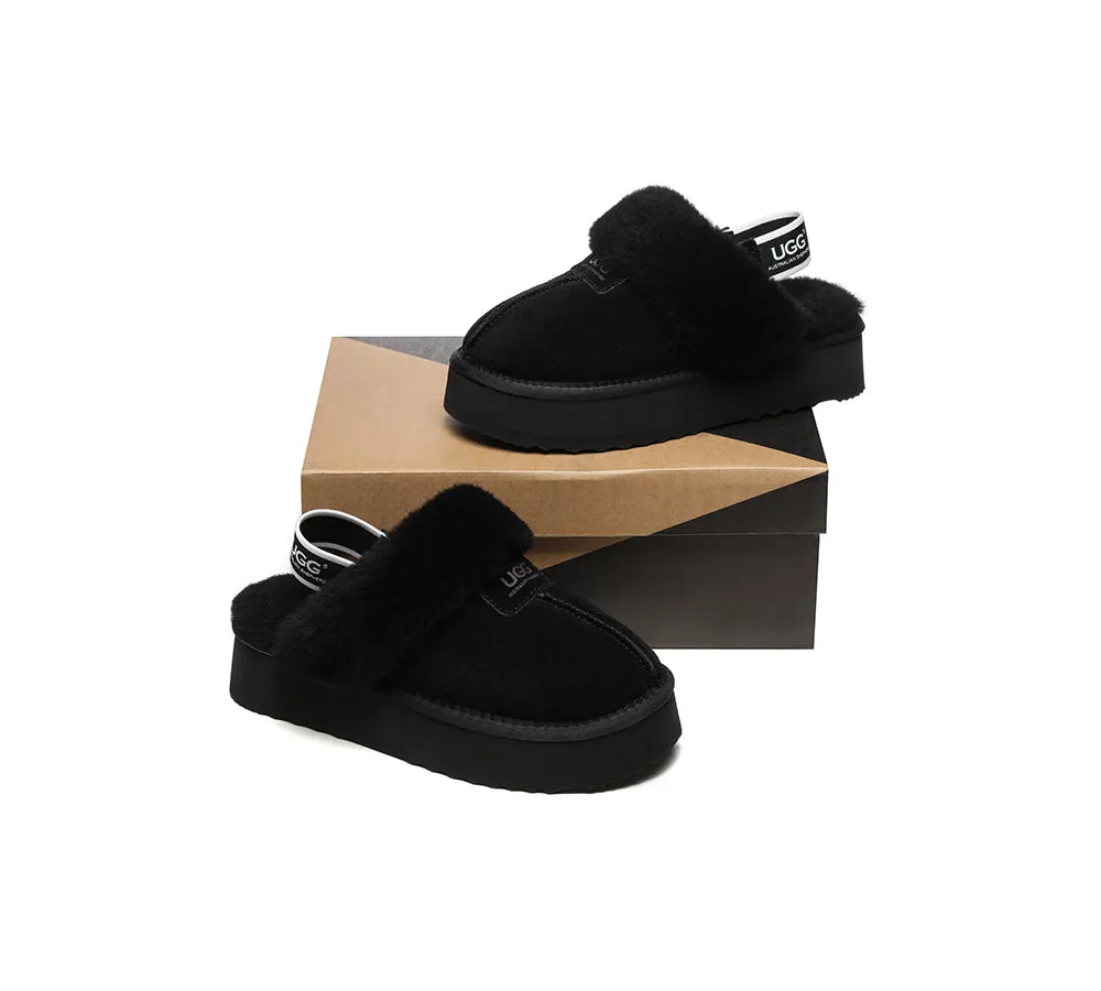 Removable Strap Slingback UGG Slipper Women Waffle Platform
