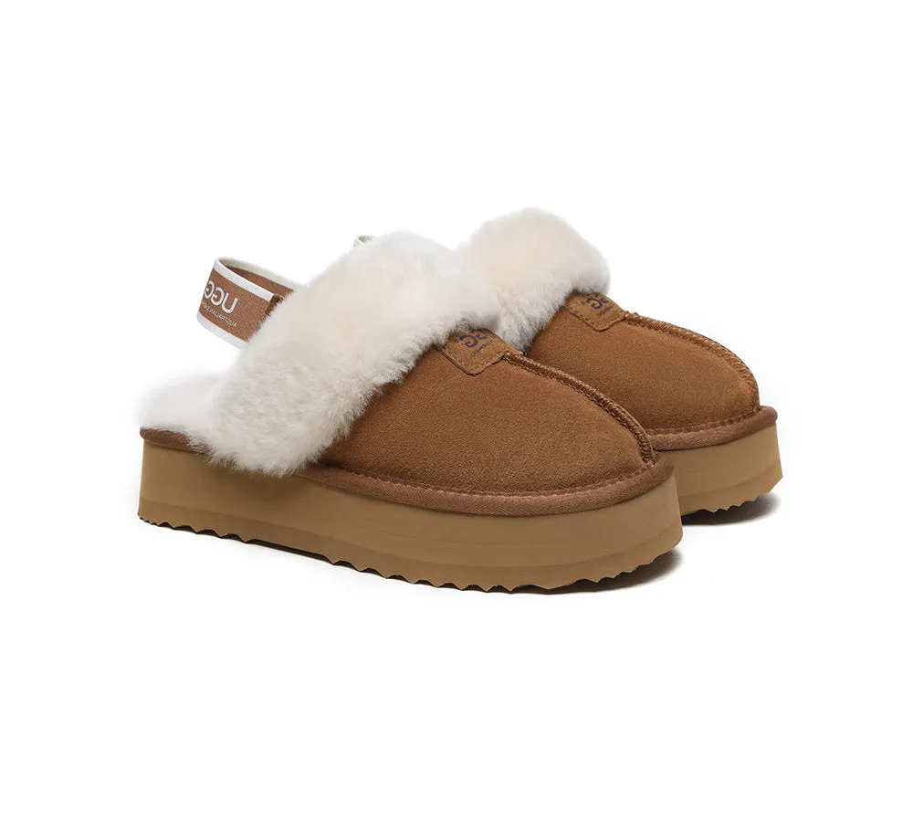 Removable Strap Slingback UGG Slipper Women Waffle Platform