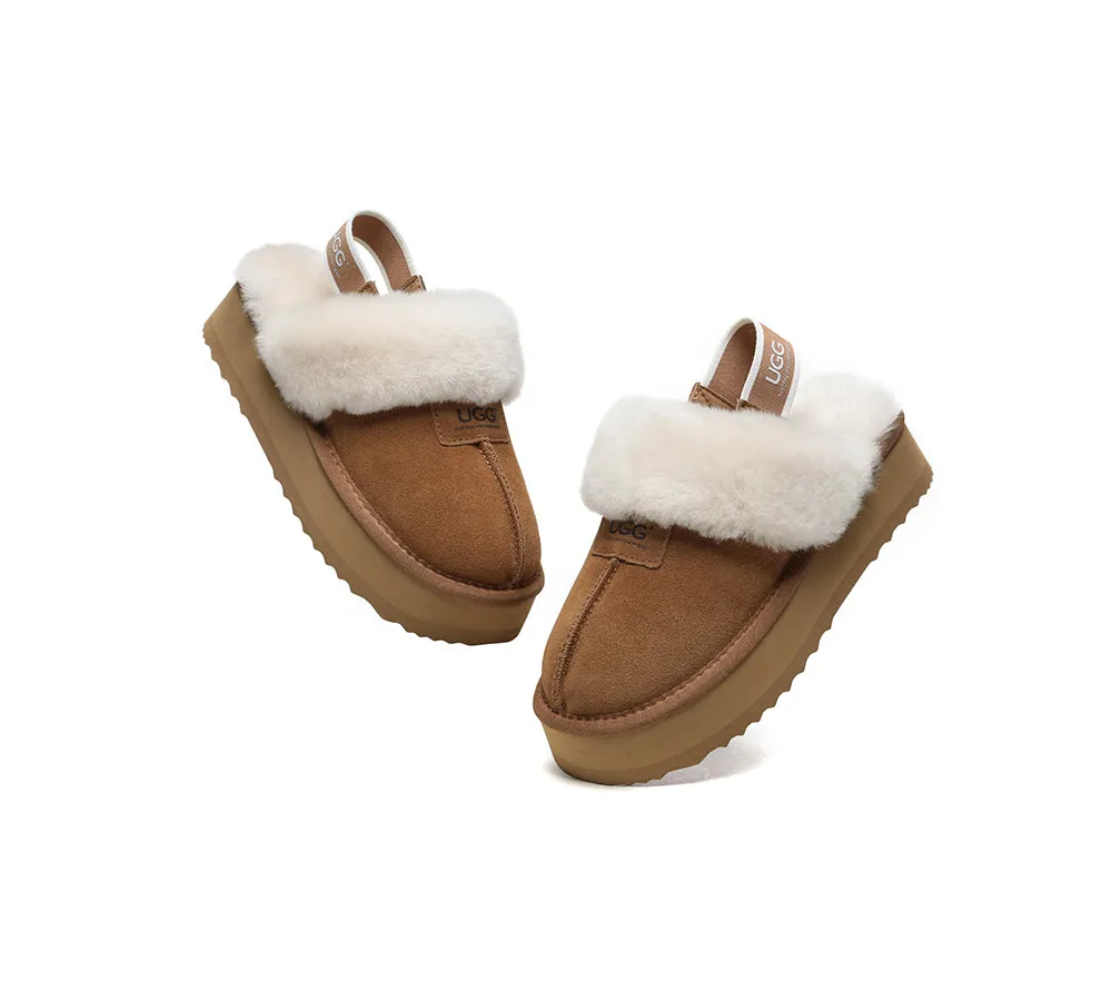 Removable Strap Slingback UGG Slipper Women Waffle Platform