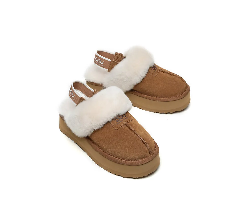 Removable Strap Slingback UGG Slipper Women Waffle Platform