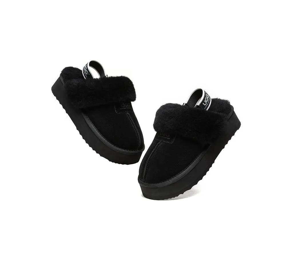 Removable Strap Slingback UGG Slipper Women Waffle Platform