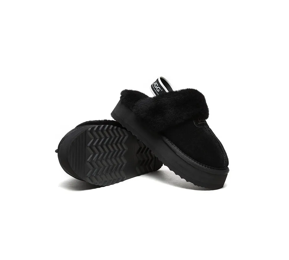 Removable Strap Slingback UGG Slipper Women Waffle Platform