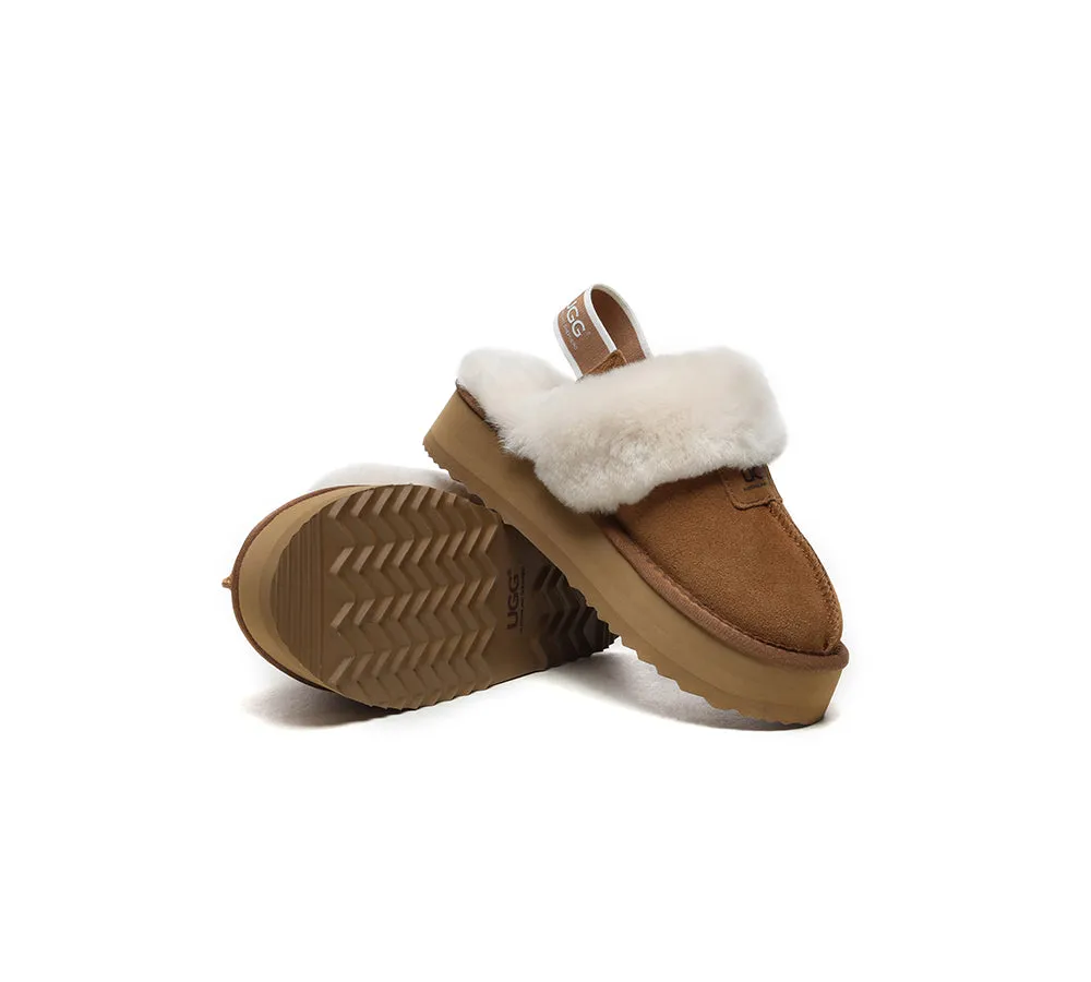Removable Strap Slingback UGG Slipper Women Waffle Platform
