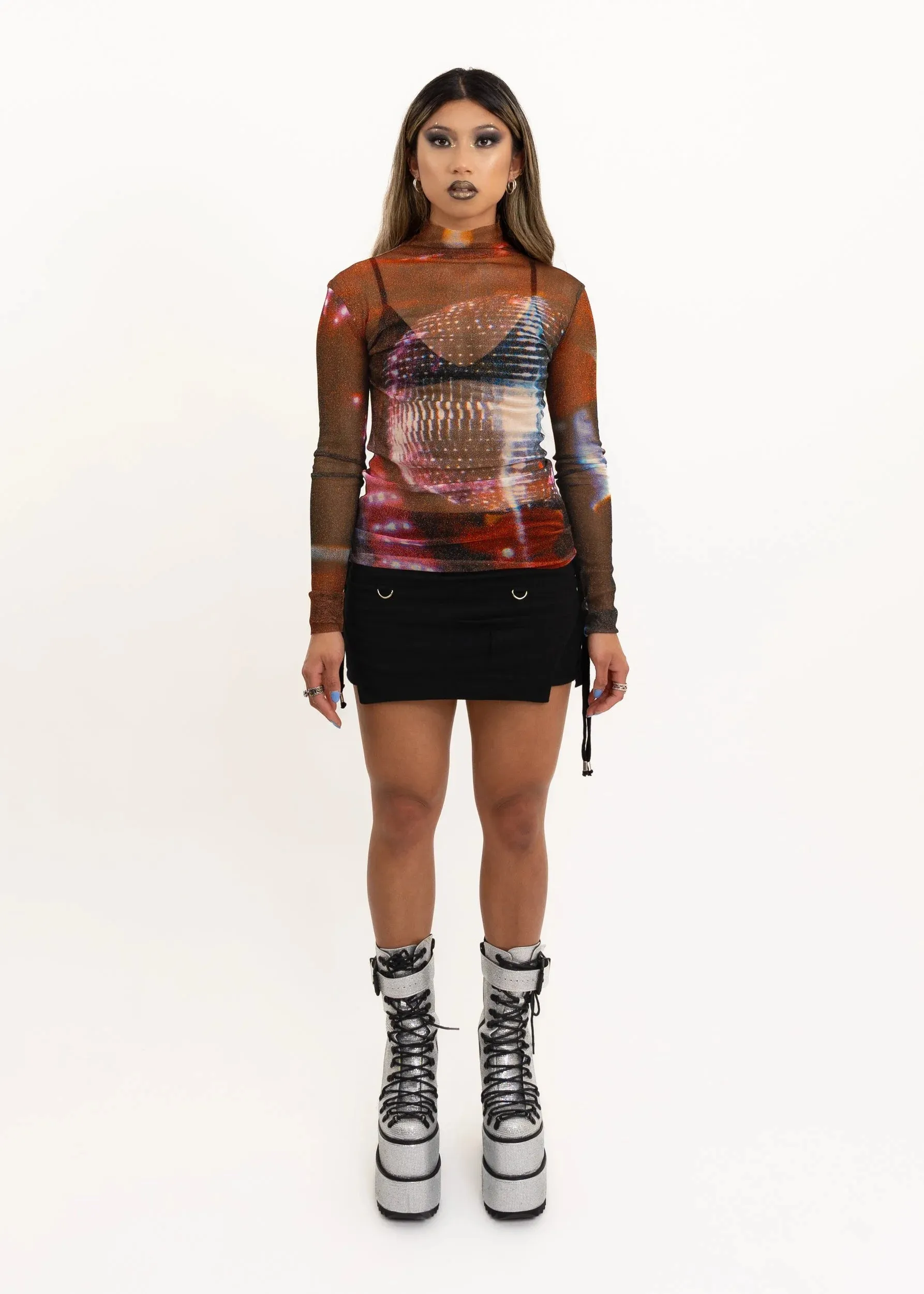 Rhinestone-encrusted platform disco boots