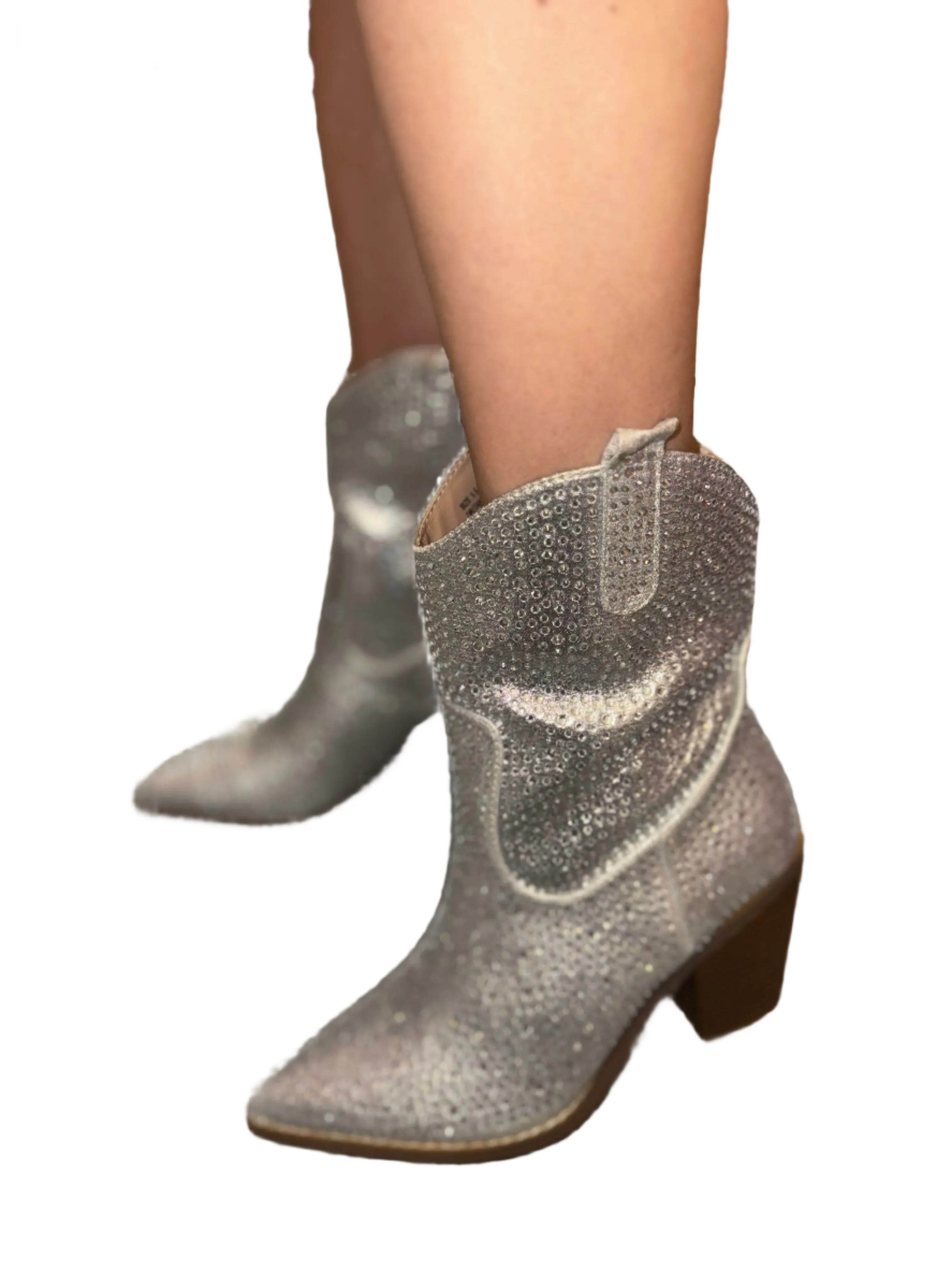 RHINESTONED POINTED TOE ANKLE BOOT DRITAN