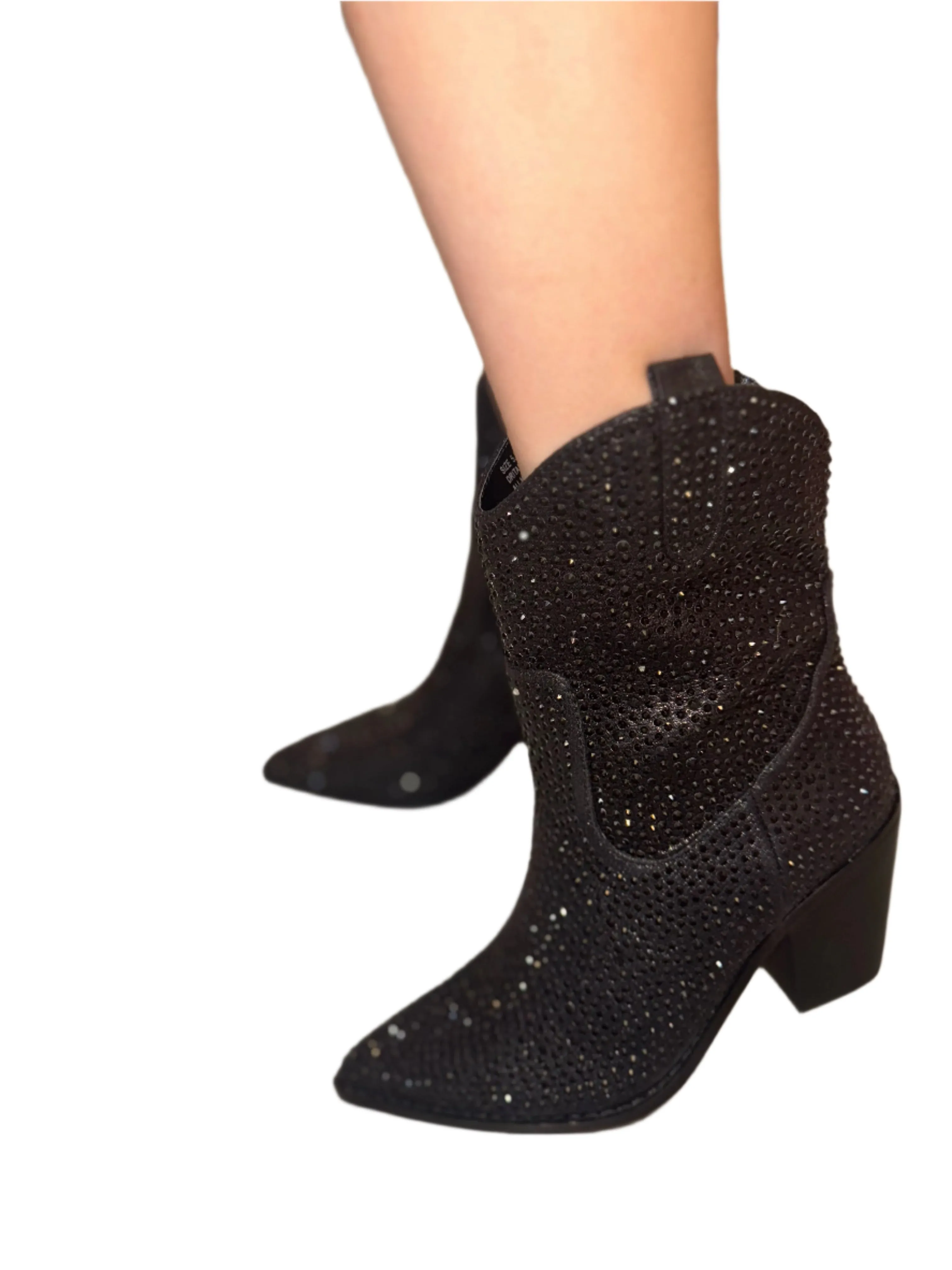 RHINESTONED POINTED TOE ANKLE BOOT DRITAN