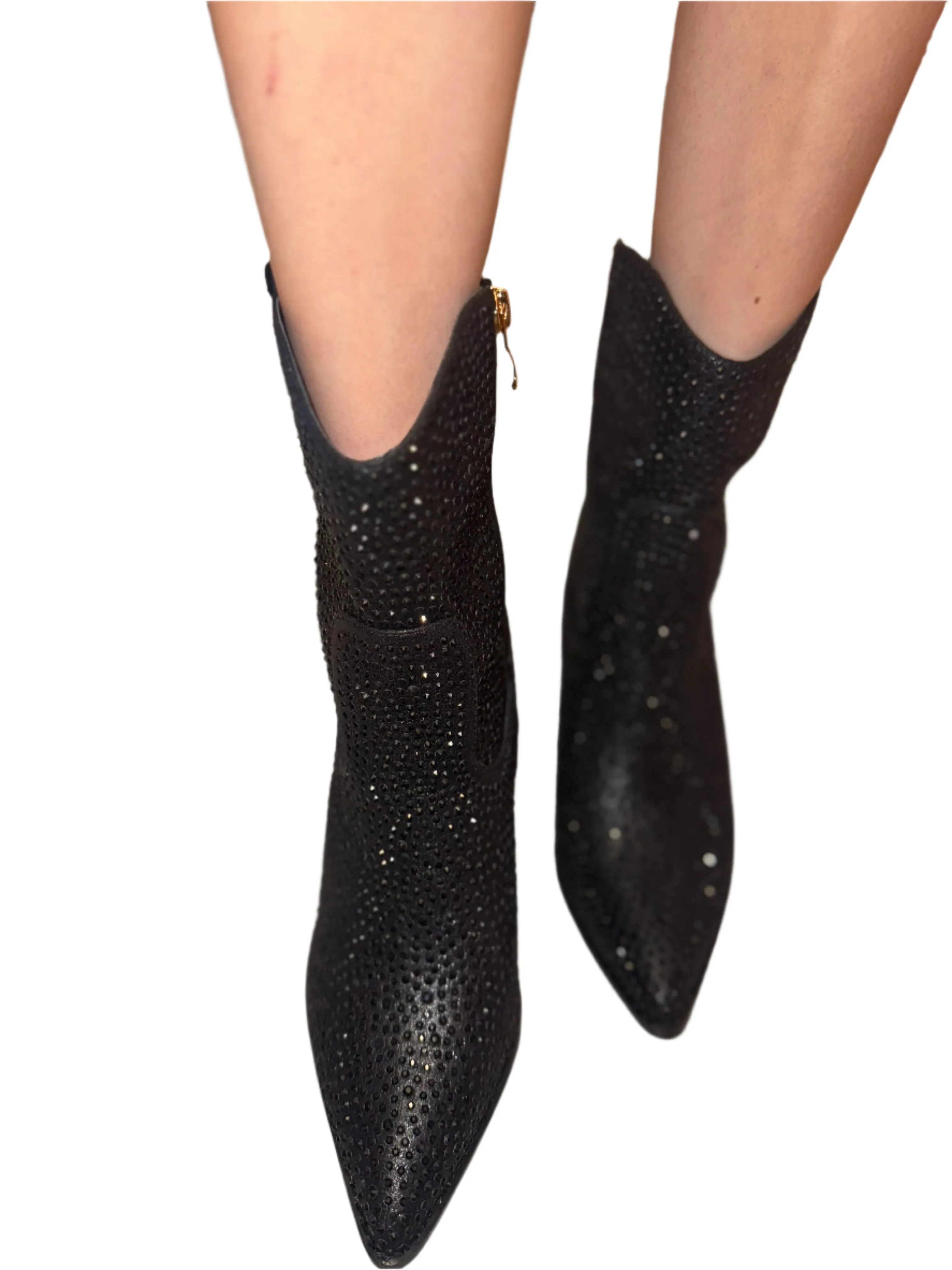 RHINESTONED POINTED TOE ANKLE BOOT DRITAN