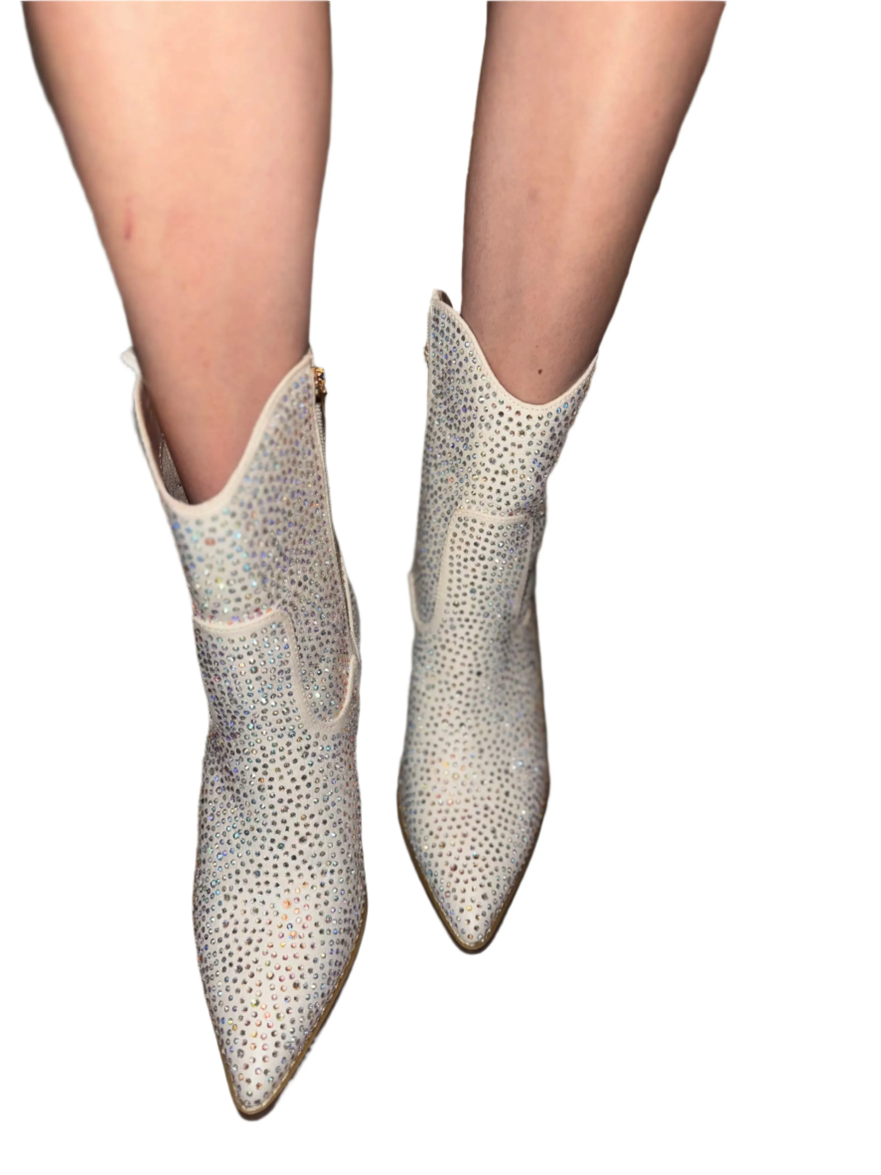 RHINESTONED POINTED TOE ANKLE BOOT DRITAN