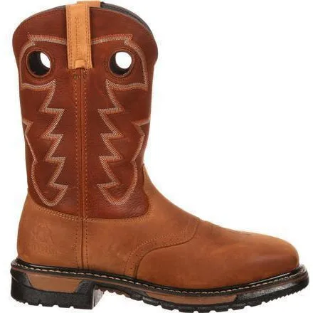 Rocky Men's Original Ride Steel Toe Waterproof Western Boot- Brown- RKYW041