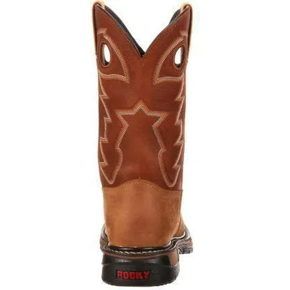 Rocky Men's Original Ride Steel Toe Waterproof Western Boot- Brown- RKYW041