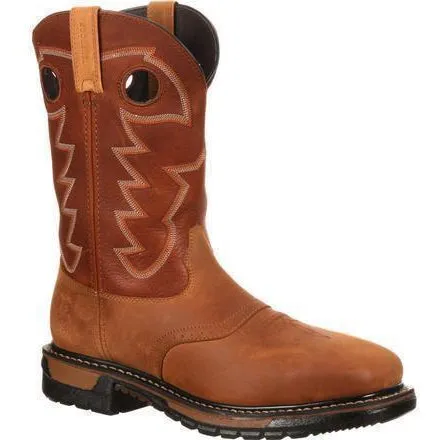 Rocky Men's Original Ride Steel Toe Waterproof Western Boot- Brown- RKYW041