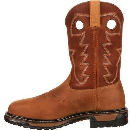 Rocky Men's Original Ride Steel Toe Waterproof Western Boot- Brown- RKYW041