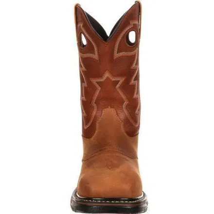 Rocky Men's Original Ride Steel Toe Waterproof Western Boot- Brown- RKYW041