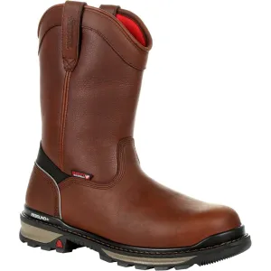 Rocky Men's Rams Horn 10" Composite Toe Waterproof Pull-On Work Boot- Brown- RKK0315