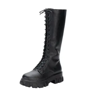 Rugged Lace-Up Platform Boots