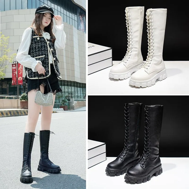 Rugged Lace-Up Platform Boots