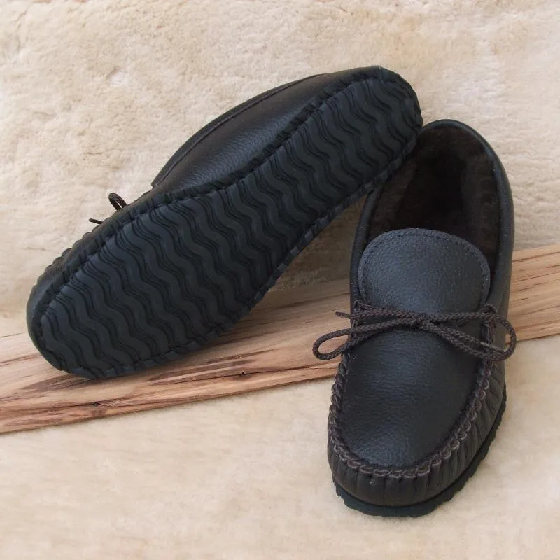 Sale: Men's Cushion-Flex Sole Sheepskin Slippers Made in USA by Footskin 4400S-CFS