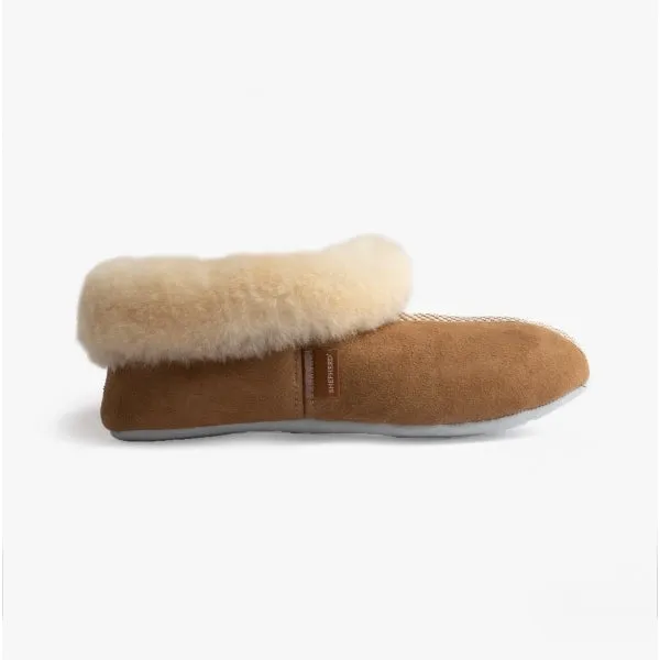 Shepherd ANNABELLE Womens Sheepskin Full Slippers Chestnut