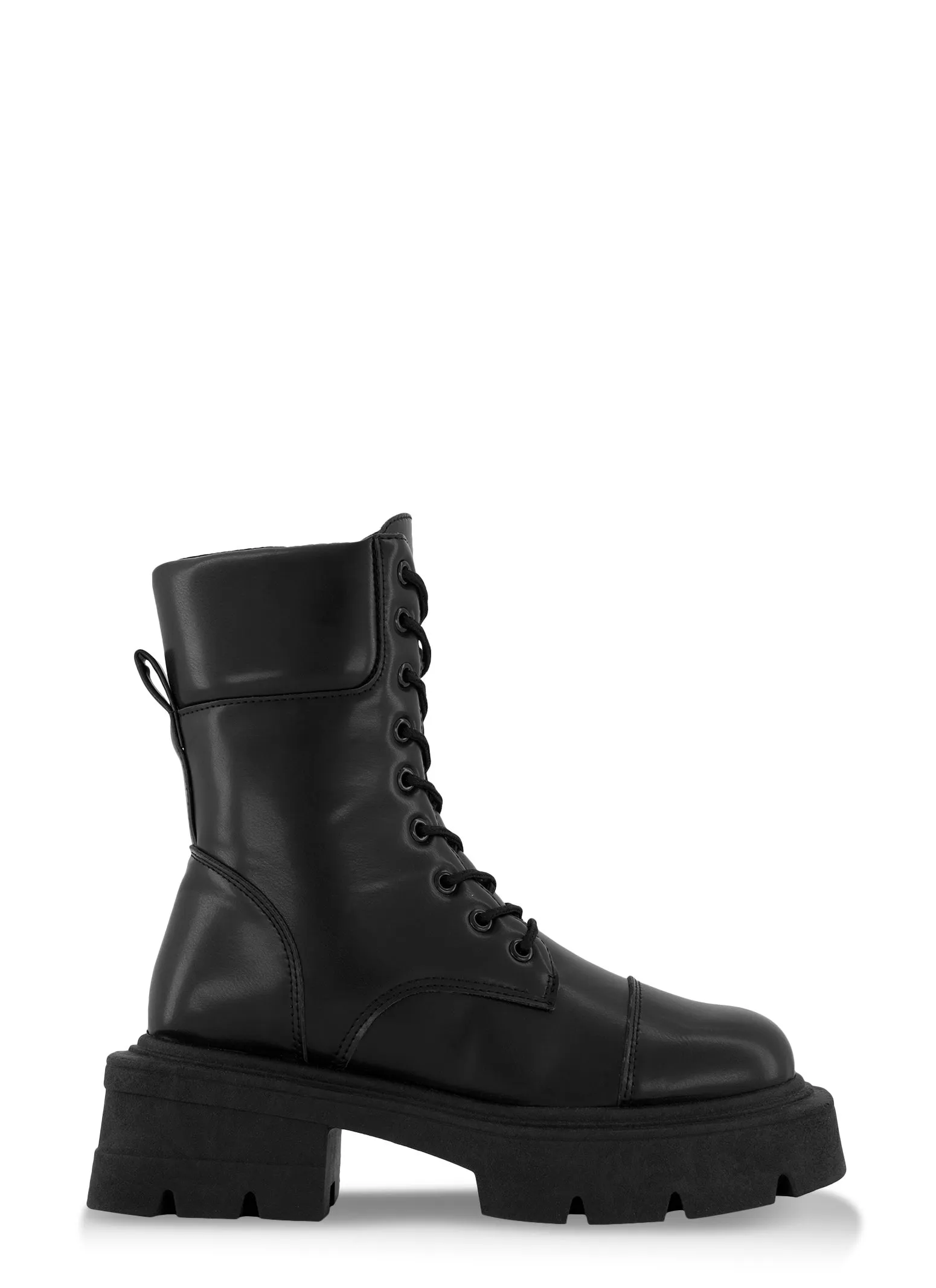 Square Toe Lace Up Combat Boots