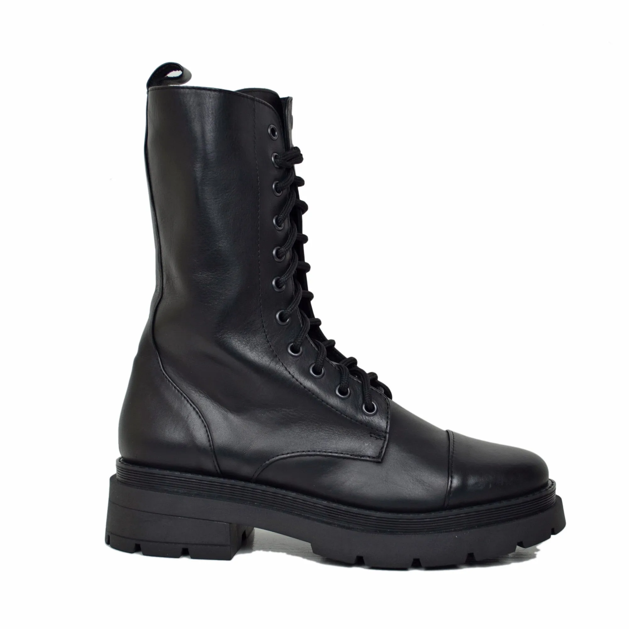 Stivali Donna Anfibi Neri con Zip e Fondo Platform Made in Italy