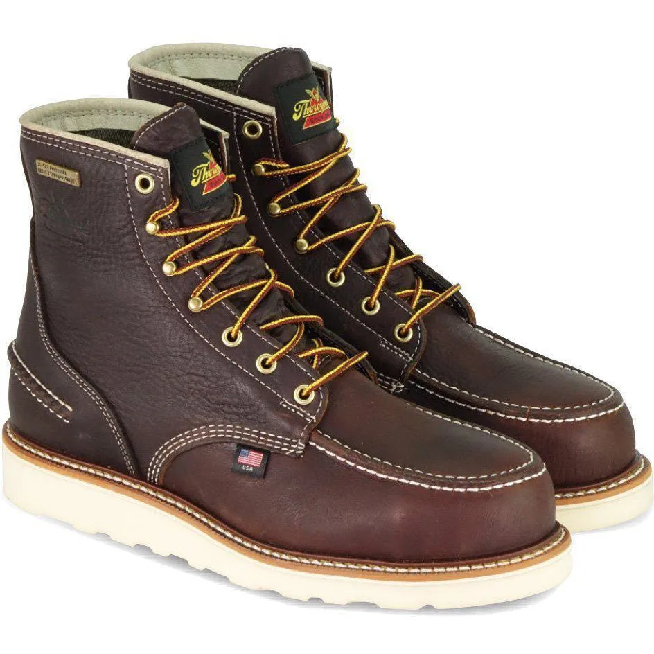 Thorogood Men's USA Made 1957 6" Moc Toe Waterproof Wedge Work Boot Brown - 814-3600