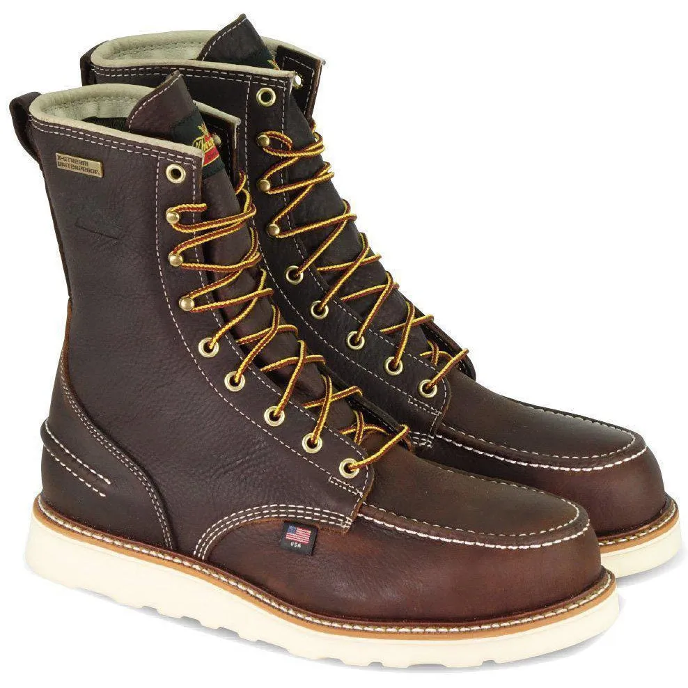 Thorogood Men's USA Made 1957 8" Moc Toe Waterproof Wedge Work Boot Brown 814-3800
