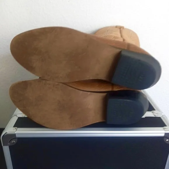 TONY LAMA Leather Cowboy Boots 2-Tone Brown Heels